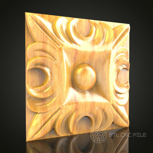 Modern Geometric CNC Router STL Model - Abstract Wood Carving Design