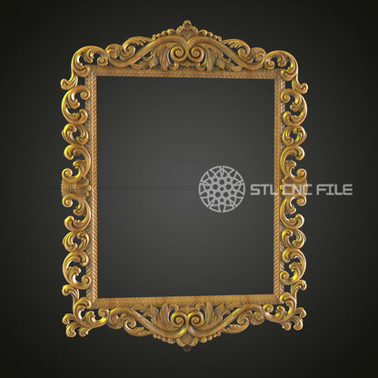 Luxurious Baroque Style Frame STL Model - Perfect for CNC Router Art and Wall Decor - Downloadable File