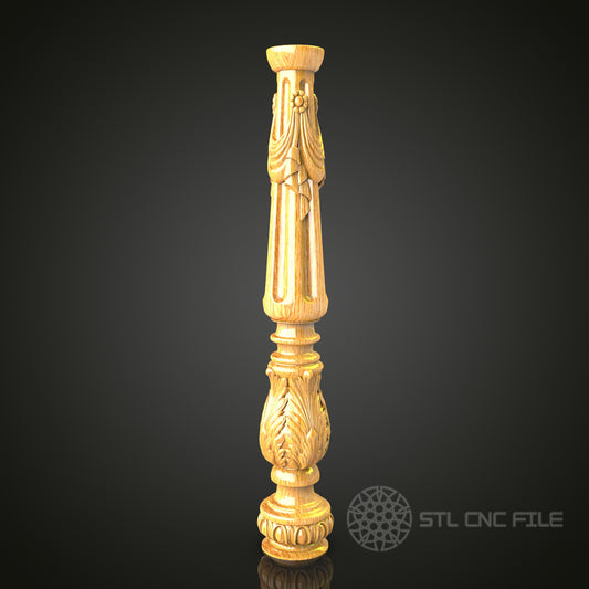 Classic Carved Column STL Model for CNC Router - Ideal for Artcam, Aspire, Luxurious Home and Garden Decor