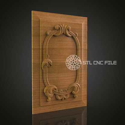 Elegant 3D Carved Oval Frame Panel STL File for CNC and 3D Printing - Decorative Relief Art, Home Decor, Digital Download