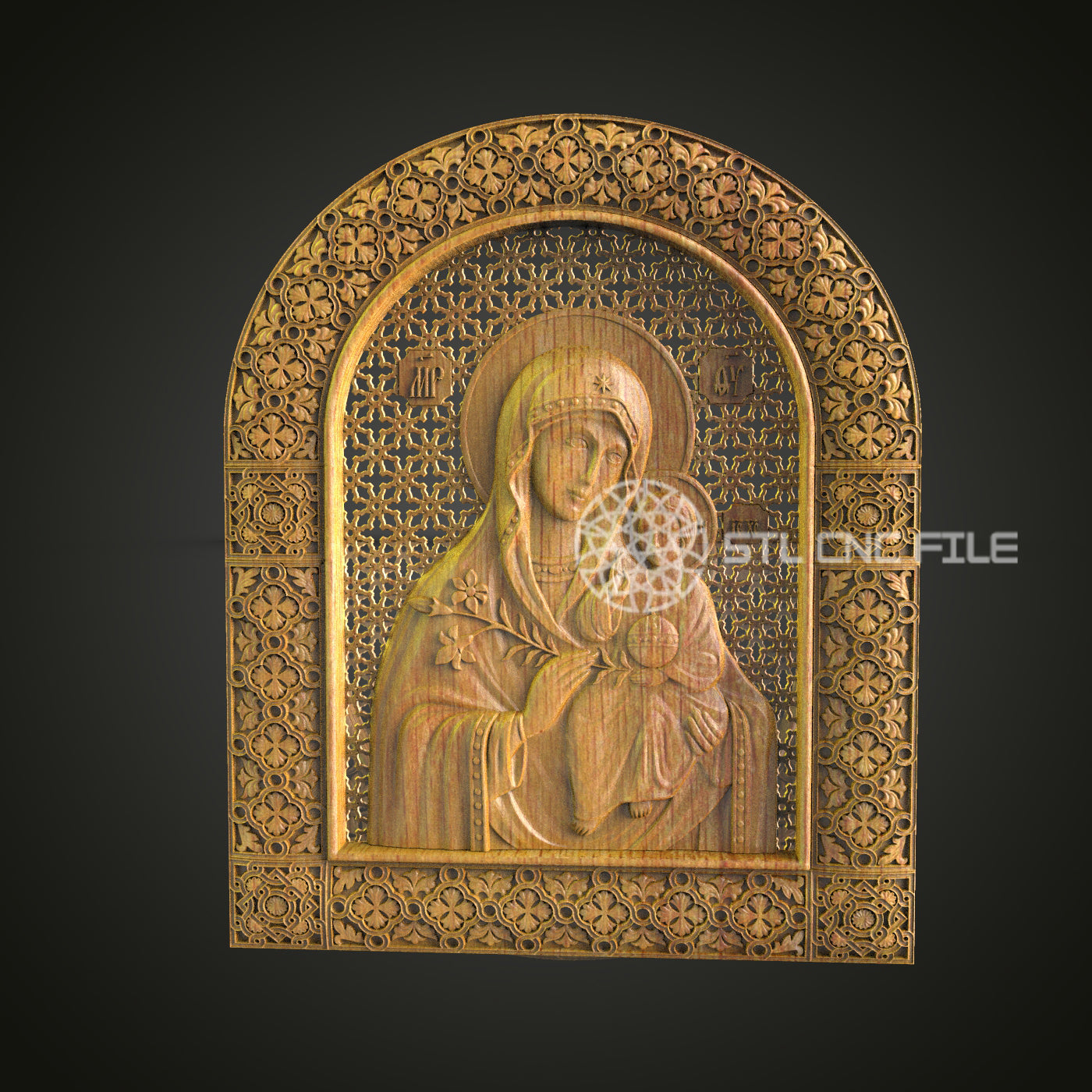 Madonna with Child Arch CNC Relief Carving File - Detailed Wood Art for CNC Routers, Artcam, Aspire Compatible