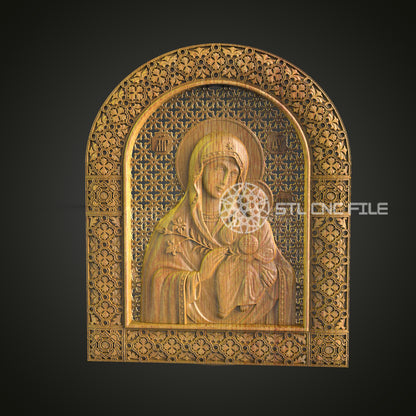 Madonna with Child Arch CNC Relief Carving File - Detailed Wood Art for CNC Routers, Artcam, Aspire Compatible
