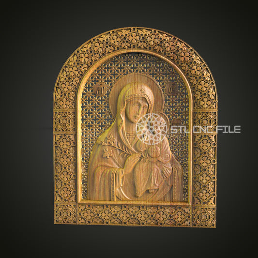 Madonna with Child Arch CNC Relief Carving File - Detailed Wood Art for CNC Routers, Artcam, Aspire Compatible