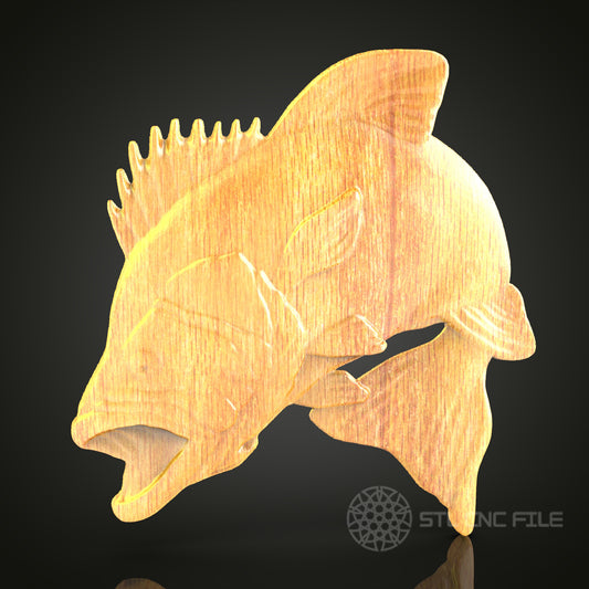 Fish Bass Relief STL Model for CNC Router Engraving - Wood Art Wall Decor, Digital Files for CNC Carving