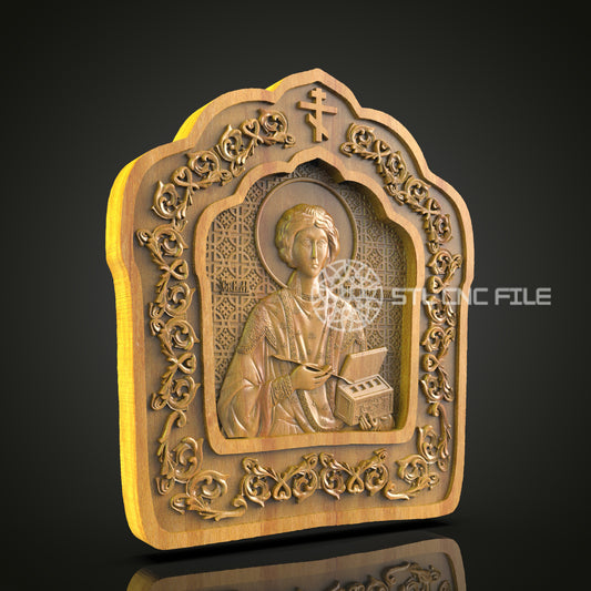Saint with Cross CNC Relief Carving File - Sacred Wood Art, Compatible with Artcam, Aspire for CNC Routers