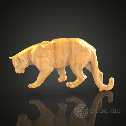 Panther 3D STL Model for CNC Router - Predatory Cat Wood Carving Digital File, Wildlife Art Decor