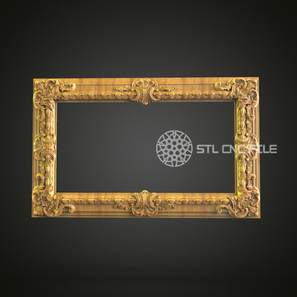 Luxurious Baroque Style Rectangular Frame 3D Model for CNC - Artcam, Aspire, STL Files