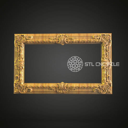 Luxurious Baroque Style Rectangular Frame 3D Model for CNC - Artcam, Aspire, STL Files