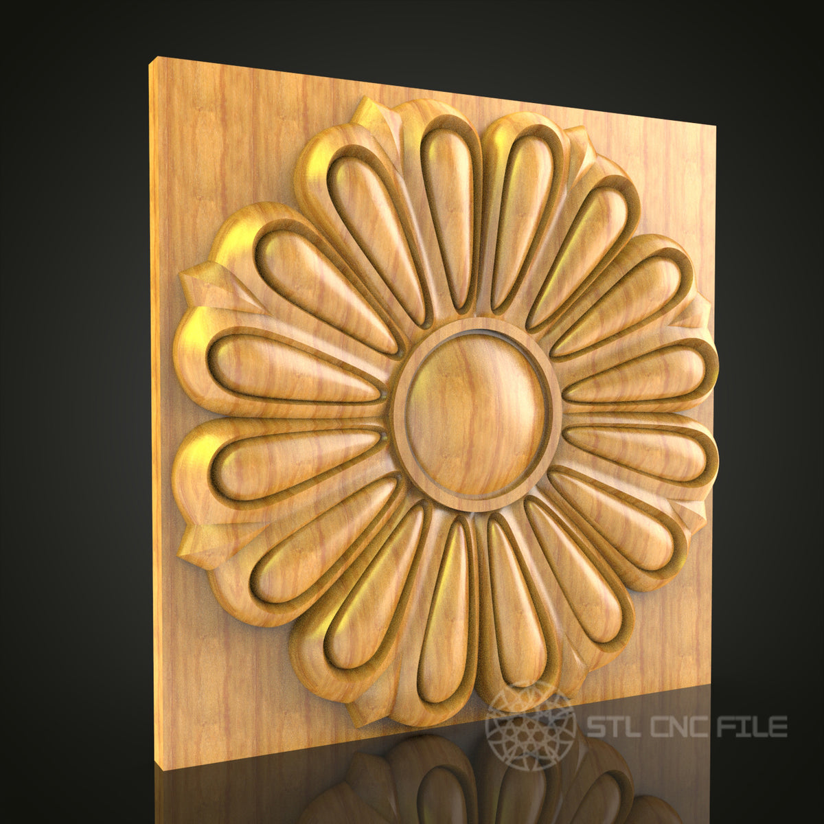 Floral Radiance Wall Panel - CNC Router Engraved STL Model, Elegant Wo ...