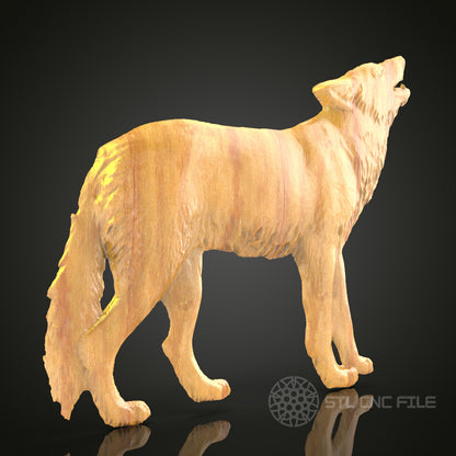 Wolf 3D STL Model for CNC Router - Wild Animal Wood Carving Digital File, Nature Art Decor