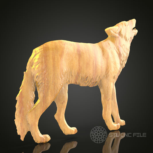 Wolf 3D STL Model for CNC Router - Wild Animal Wood Carving Digital File, Nature Art Decor
