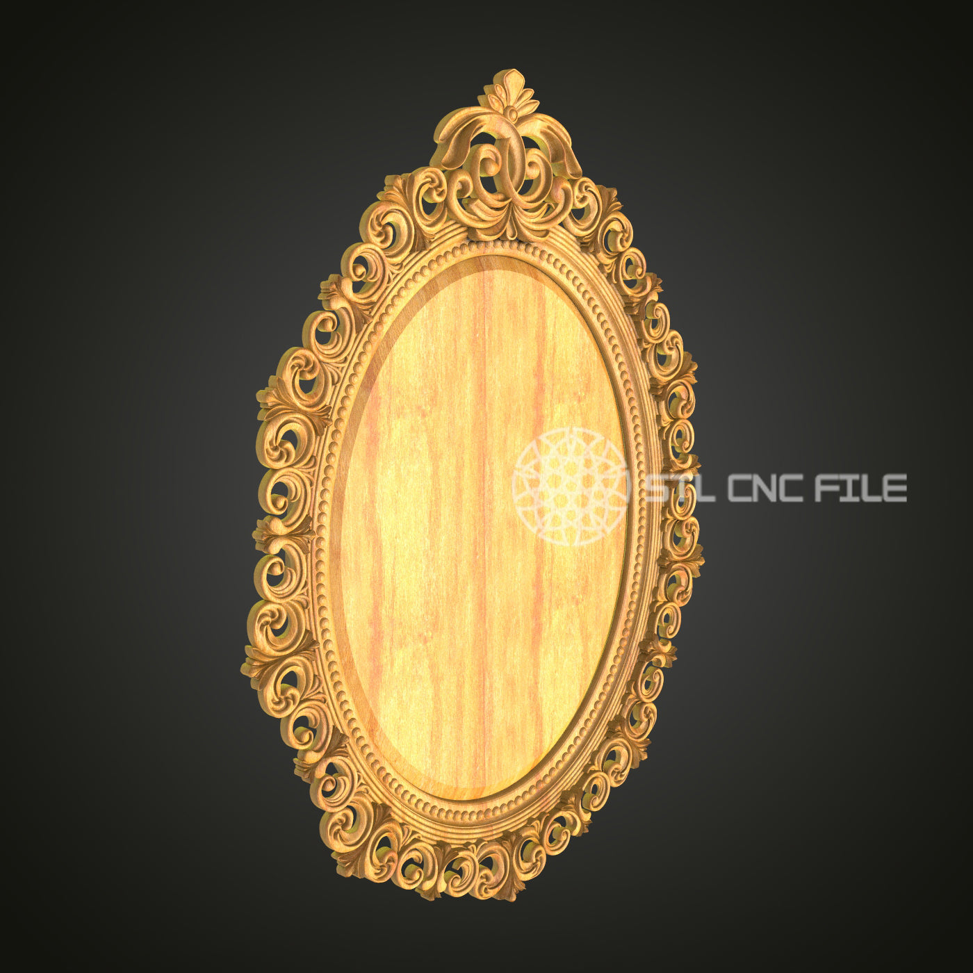 Ornate Rococo Mirror Frame - CNC Carved STL File, Elegant Wall Decor