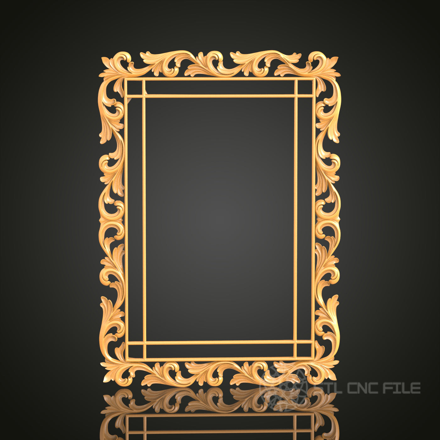 Ornate Scrollwork 3D Frame STL Model for CNC Router Engraver, Artcam, Aspire, Wood Decor, 3D Printer File