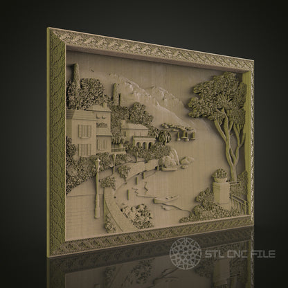 Scenic Landscape Relief Panel for CNC and 3D Printing - STL File