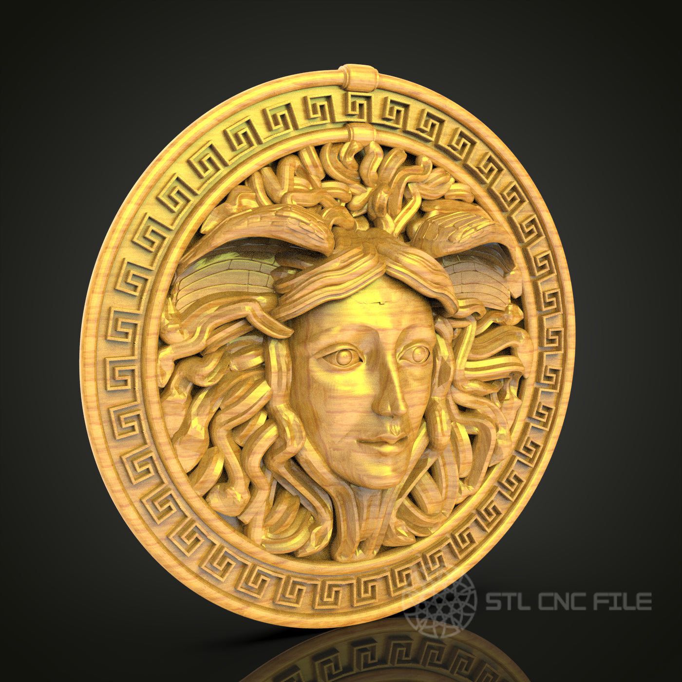 Medusa Greek Mythology Wall Art - CNC Router Engraved STL Model, Decorative Wooden Panel