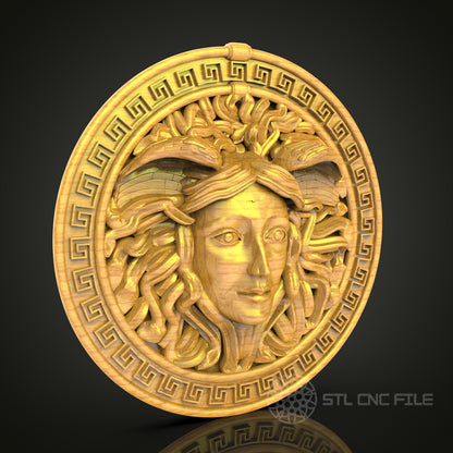 Medusa Greek Mythology Wall Art - CNC Router Engraved STL Model, Decorative Wooden Panel