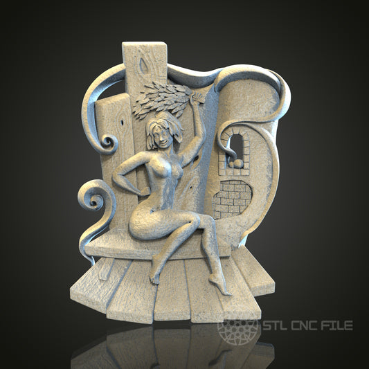 Artistic Female Figure STL Model for CNC and 3D Printing, Artcam, Aspire, Wall Decor