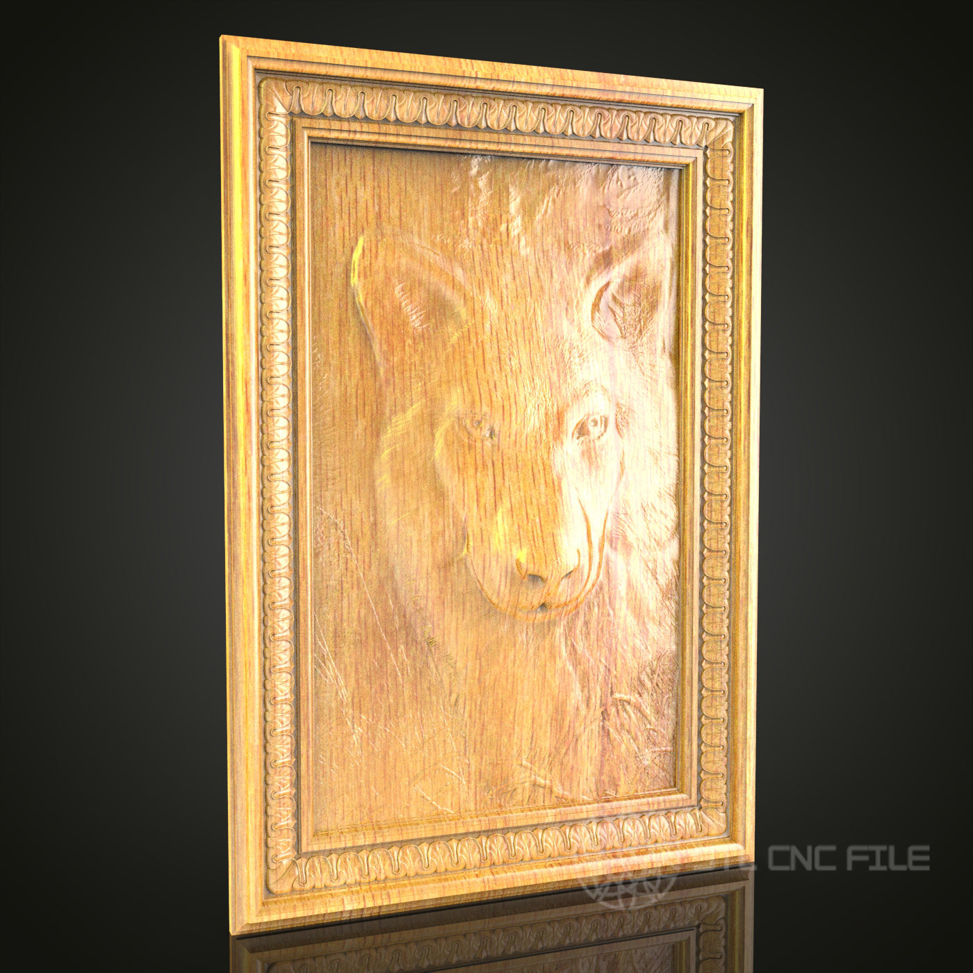 Majestic Wolf Portrait 3D Relief STL File for CNC, Wild Animal Wood Wall Art