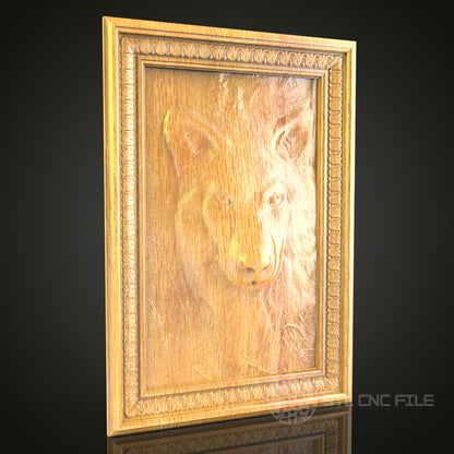 Majestic Wolf Portrait 3D Relief STL File for CNC, Wild Animal Wood Wall Art