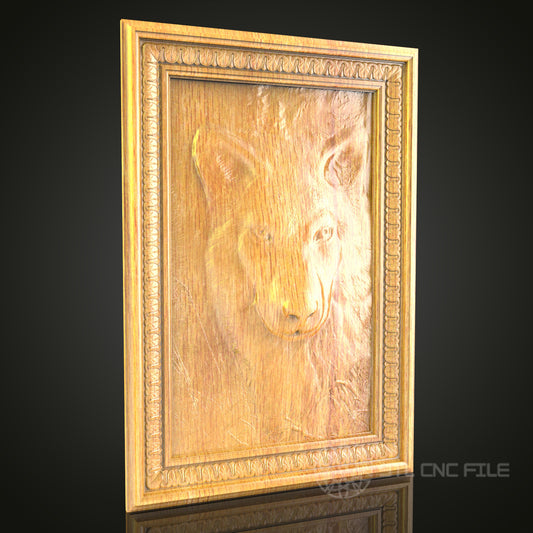 Majestic Wolf Portrait 3D Relief STL File for CNC, Wild Animal Wood Wall Art