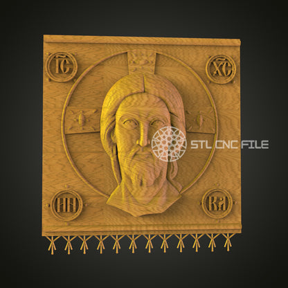 Christ Icon CNC STL File - 3D Printable Religious Symbol for Artcam, Aspire - Spiritual Wall Art