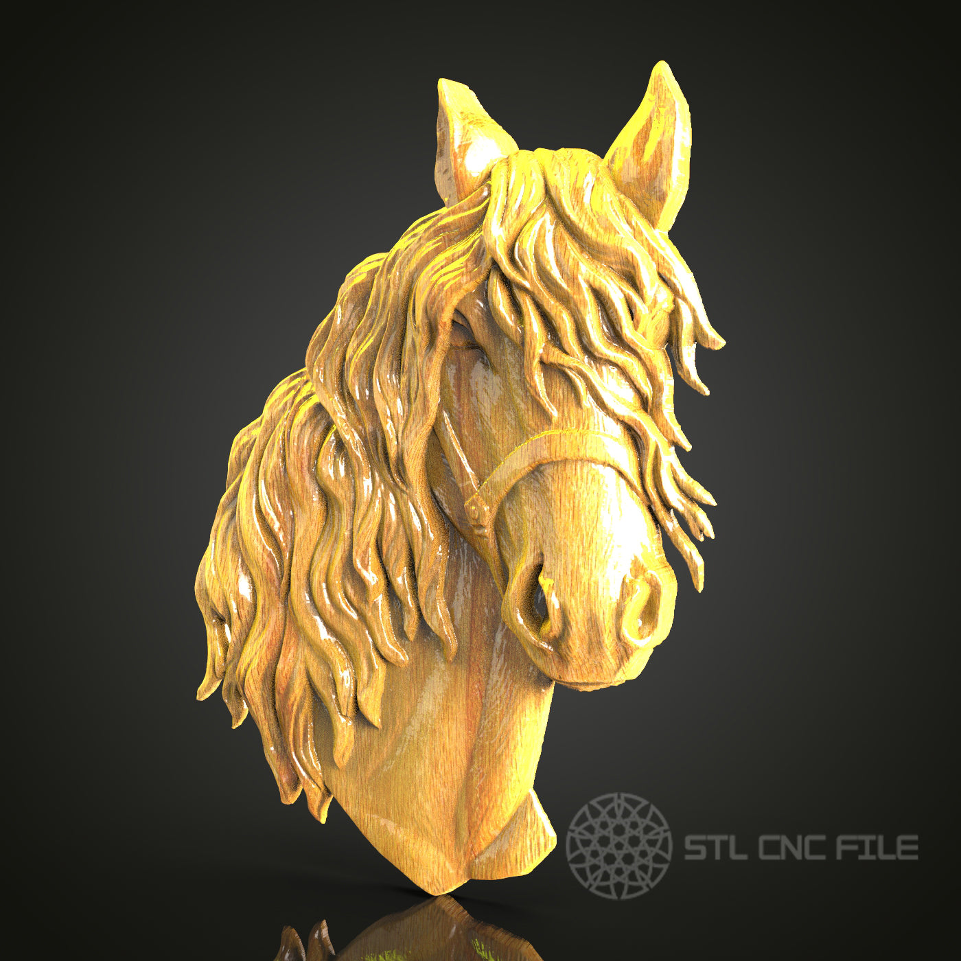 Majestic Horse Head STL Model for CNC Router, Compatible with Artcam and Aspire - Wood Carving File