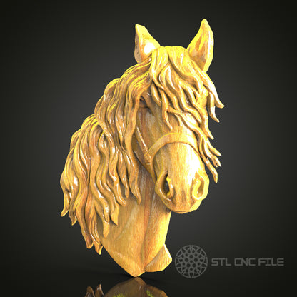 Majestic Horse Head STL Model for CNC Router, Compatible with Artcam and Aspire - Wood Carving File