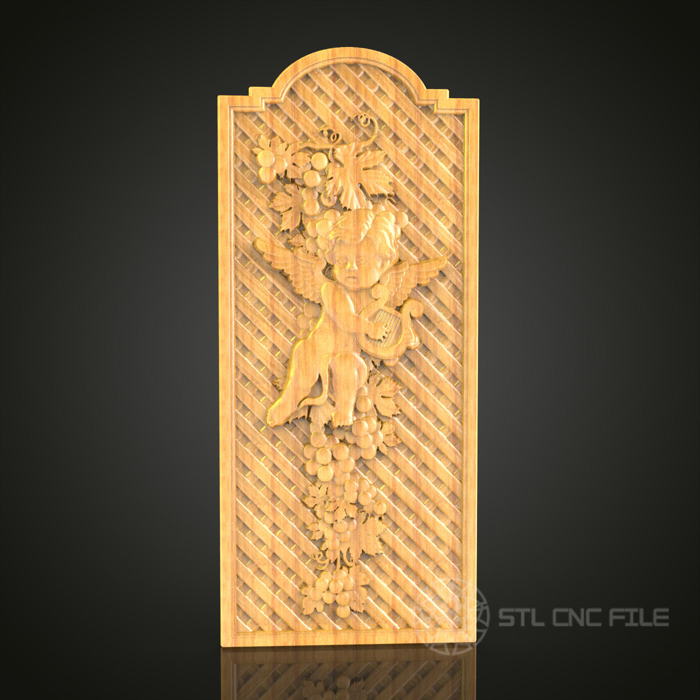 Cherub in Vineyard 3D Relief Model for CNC – Classical Angel Art, Wood Carving Fil