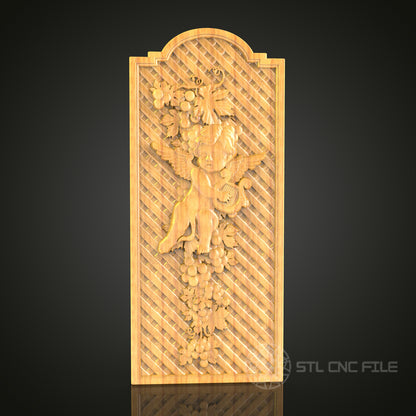 Cherub in Vineyard 3D Relief Model for CNC – Classical Angel Art, Wood Carving Fil