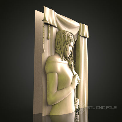Pensive Woman Relief STL Model for CNC Router, Aspire, Artcam, 3D Printer, Wall Decor, Wood Art