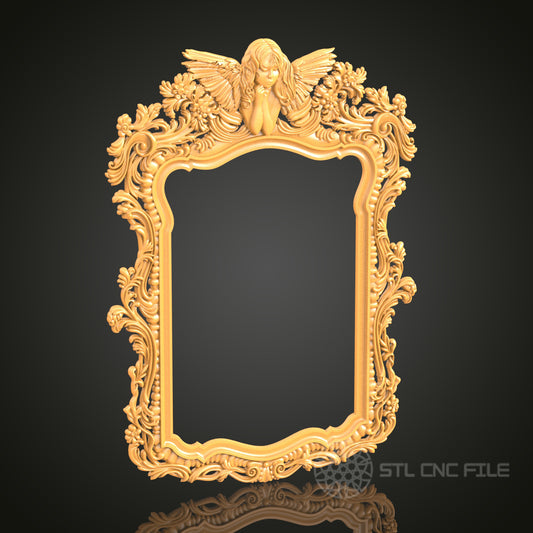 Angel Ornate Frame STL Model for CNC Router Engraver, Artcam, Aspire, Wood Art, Wall Decor, 3D Printer