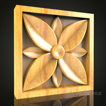 Star-Shaped Floral Panel STL Model for CNC Router, Compatible with Artcam, Aspire - Modern Wall Art