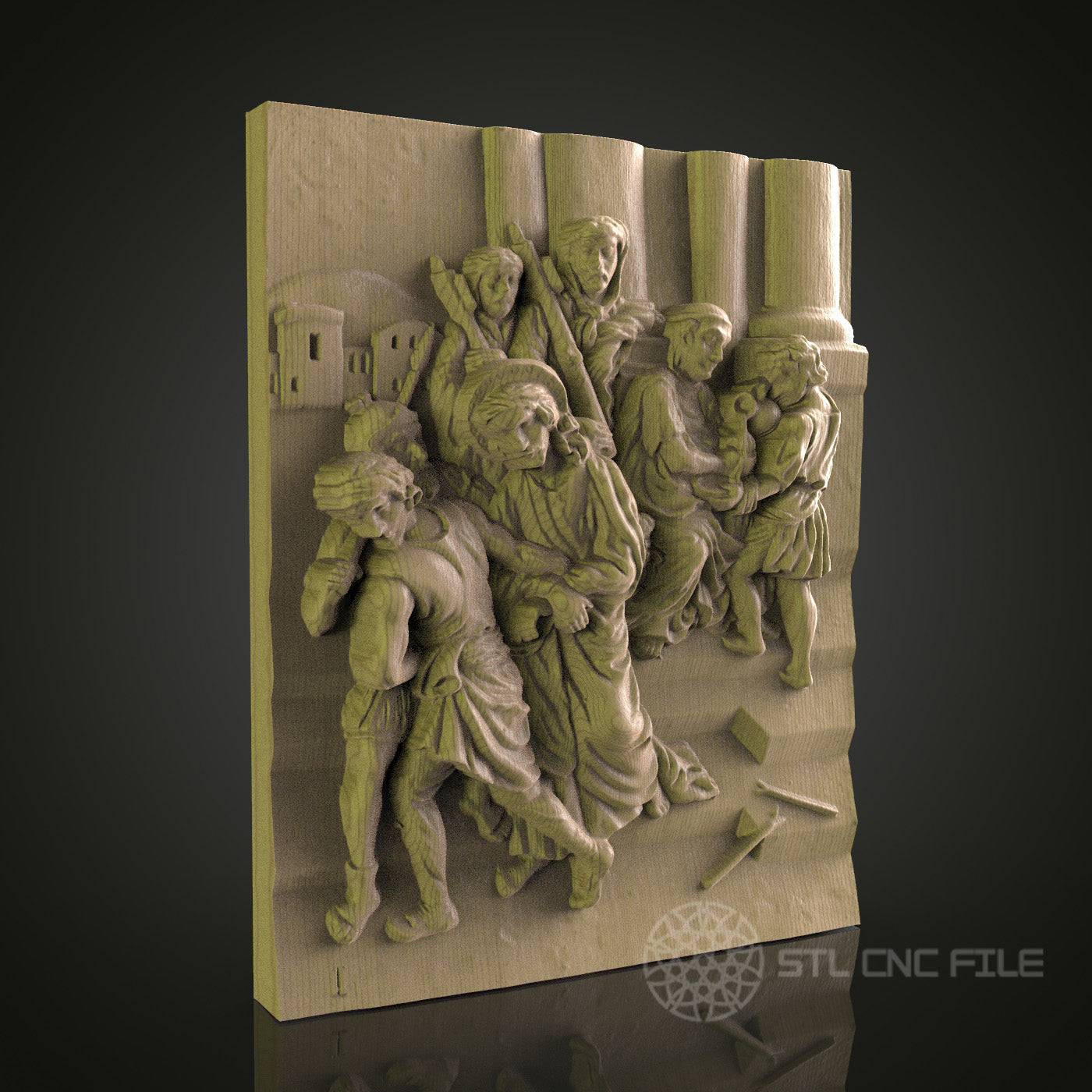 Religious Scene Wall Art - STL Model for CNC Router, Engraver, Aspire, Artcam, 3D Printer