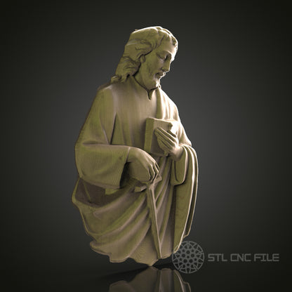 STL Model of Jesus with Cross, CNC Router Engraver, Artcam, Aspire, CNC files, Wood Art, Wall Decor, 3D Printer