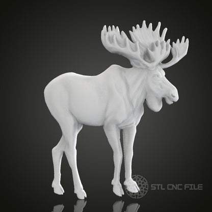 Majestic Moose 3D Relief Art for CNC Router, Artcam, Aspire, Wall Decor, STL Model, Compatible with 3D Printers