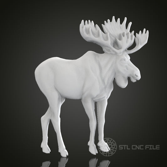 Majestic Moose 3D Relief Art for CNC Router, Artcam, Aspire, Wall Decor, STL Model, Compatible with 3D Printers