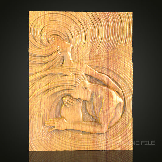 Spiritual Harmony Wood Carving - CNC Router STL Model for Wall Decor