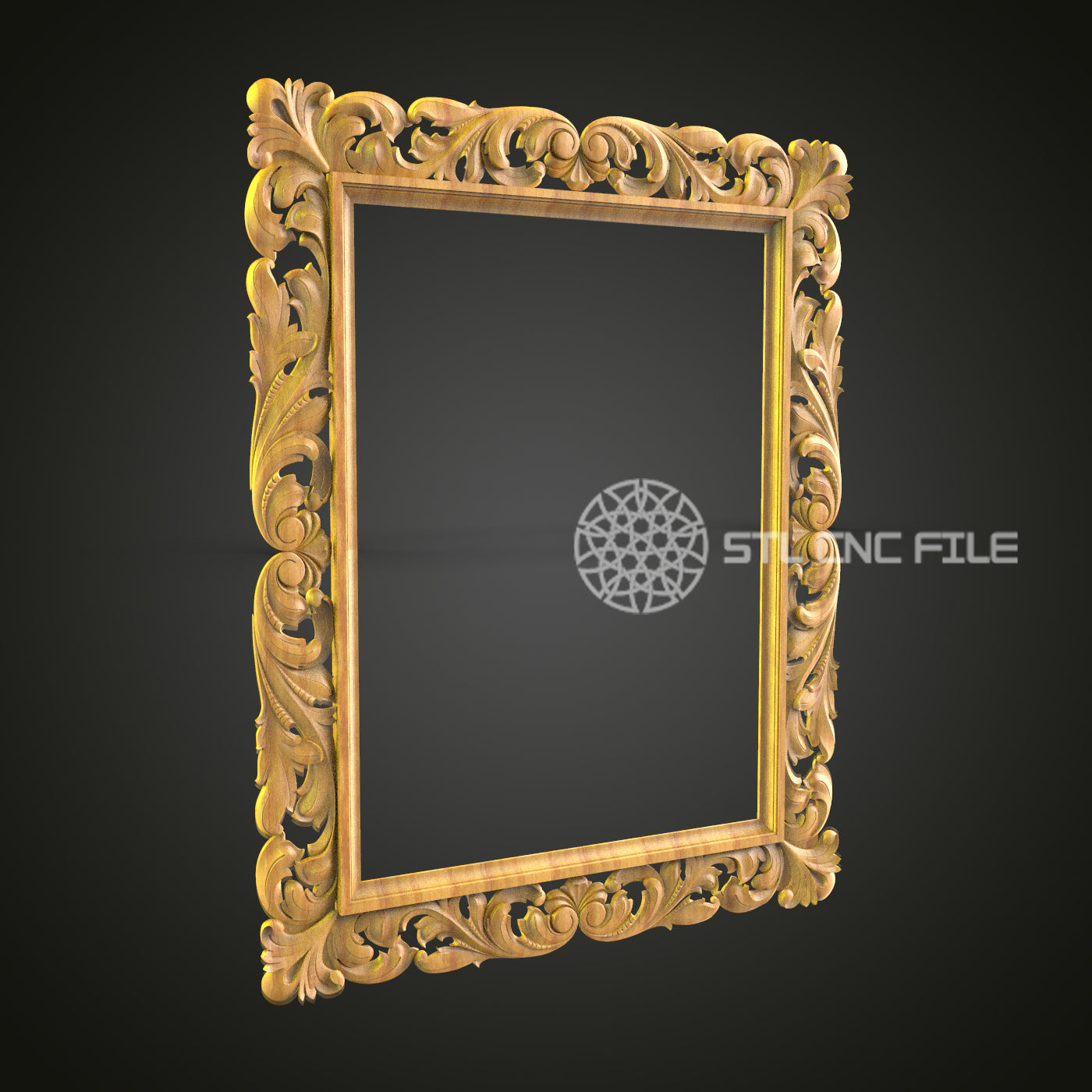 Ornate Floral Decorative Frame 3D Model for CNC Router - Artcam, Aspire, STL Files