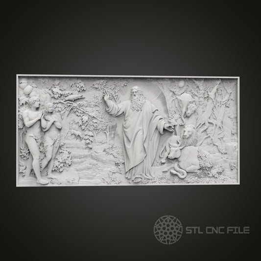 Creation of Man Relief - 3D CNC Engraved Wood Panel, Artcam Aspire STL Model for CNC Router, Religious Wall Art