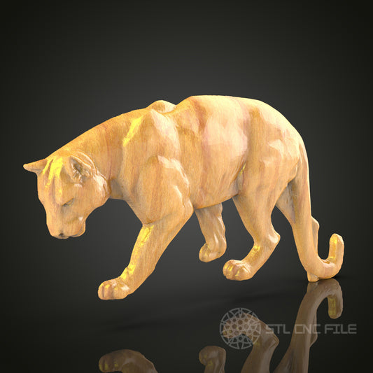 Panther 3D STL Model for CNC Router - Predatory Cat Wood Carving Digital File, Wildlife Art Decor