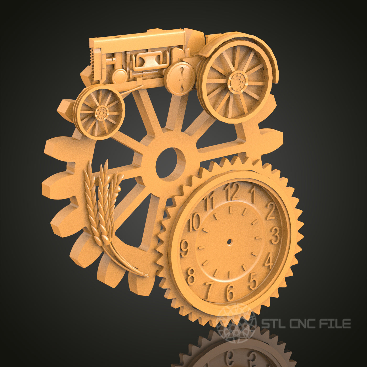 Tractor Gear Clock - STL Model for CNC Router and 3D Printing - Artcam, Aspire Compatible