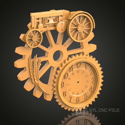 Tractor Gear Clock - STL Model for CNC Router and 3D Printing - Artcam, Aspire Compatible