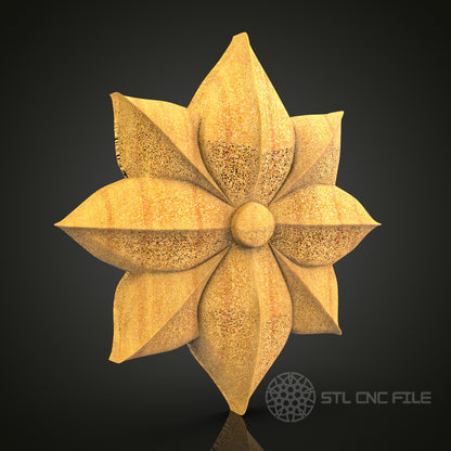 Star-Shaped Floral Decor STL Model for CNC Router, Compatible with Artcam, Aspire - Elegant Wall Art