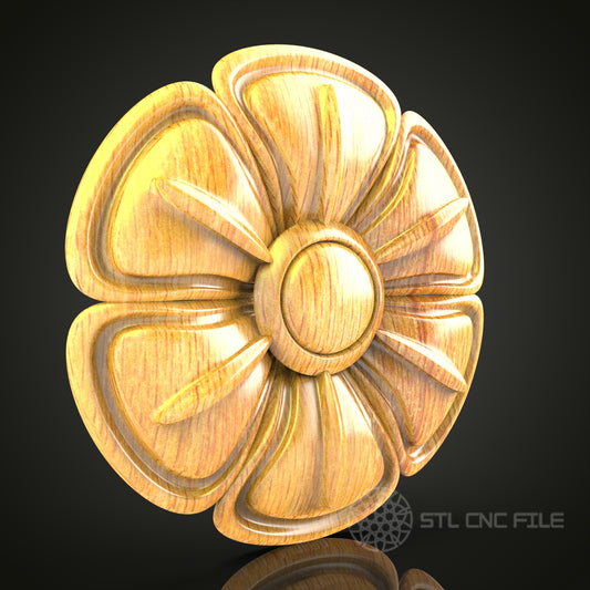 3D Flower STL Model for CNC Router, Artcam, Aspire, Wood Art Wall Decor