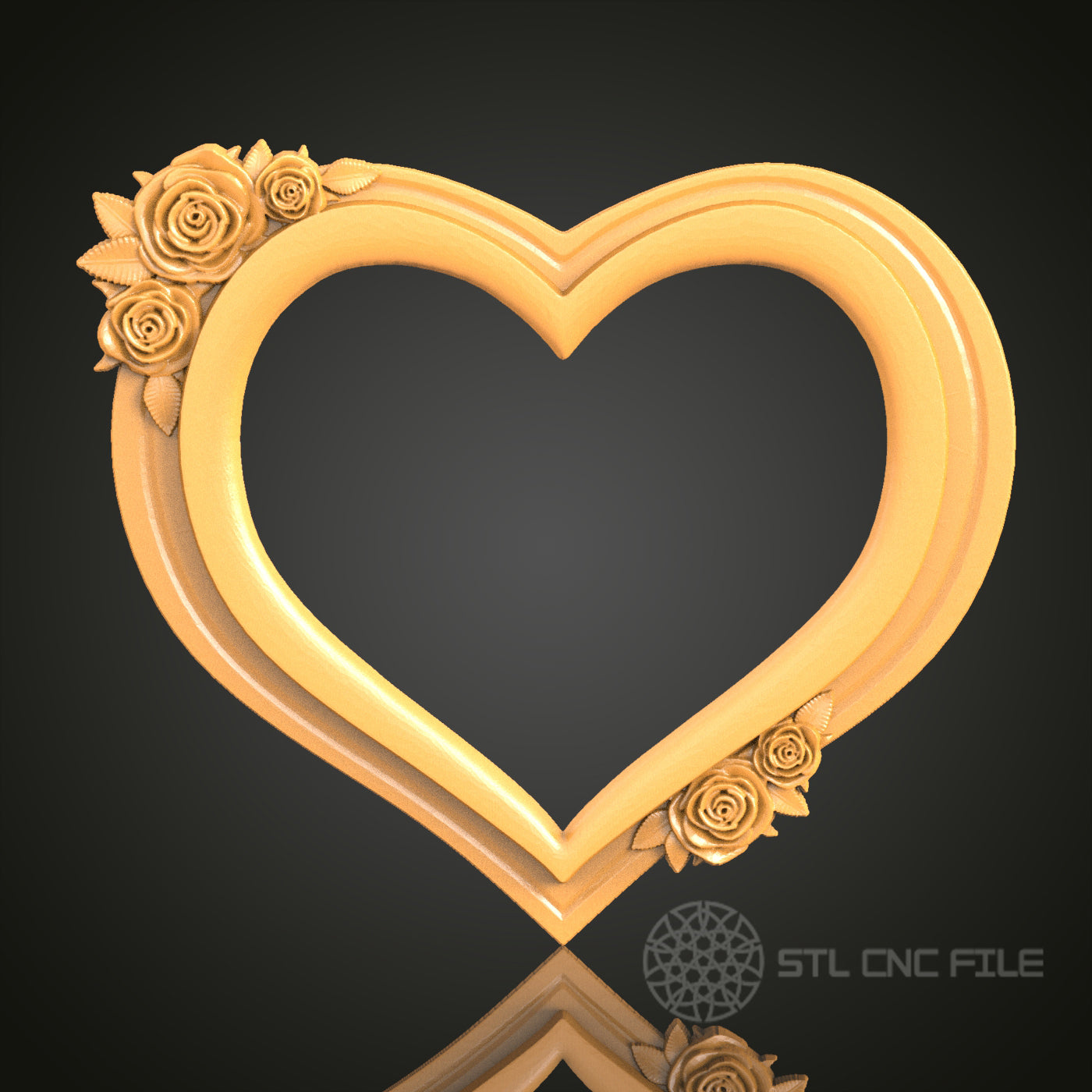 Heart-Shaped Ornate Frame STL Model for CNC Router Engraver, Artcam, Aspire, Wood Art, Wall Decor, 3D Printer