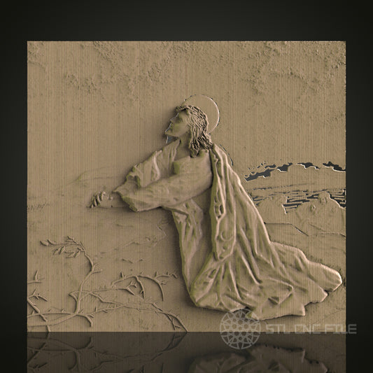 Praying Figure 3D Relief - STL Model for CNC, Artcam, Aspire, Wood, 3D Printer