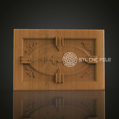 Elegant 3D Carved Rectangular Panel STL File for CNC and 3D Printing - Decorative Relief Art, Home Decor, Digital Download