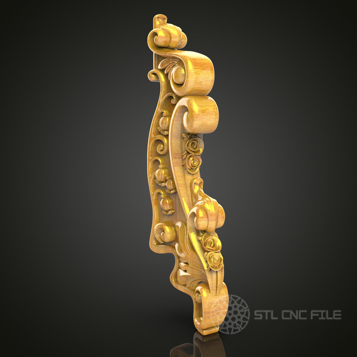 Elegant Swirl Flourish STL Model for CNC Router - Ideal for Artcam, Aspire, Detailed Wood Carving, Home Decor