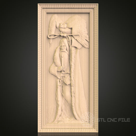 Wizard with Owl 3D CNC Router Engraver File, STL Model for Artcam Aspire, Wood Wall Decor