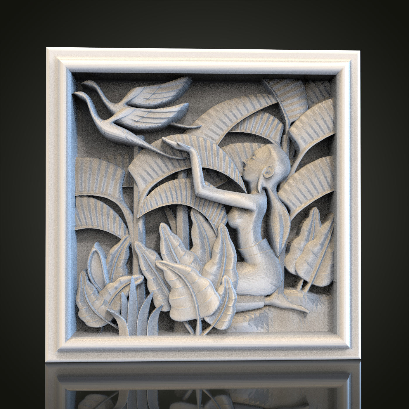 Jungle Scene Relief STL Model for CNC Router Engraver, Artcam, Aspire, Wood, Wall Decor